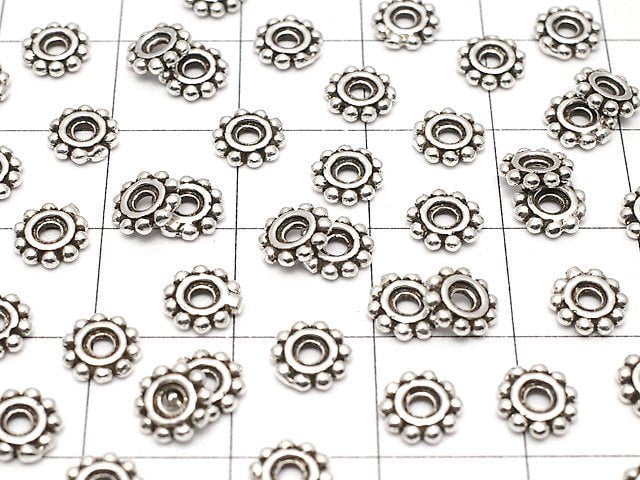 Silver925 Roundel Daisy6x6x1mm Oxidized Finish 5pcs