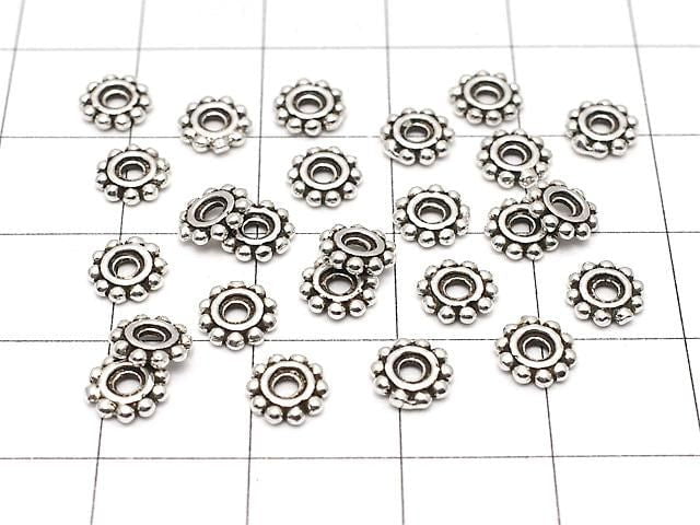 Silver 925 Rondelle Daisy 6x6x1mm Oxidized Finish 5pcs