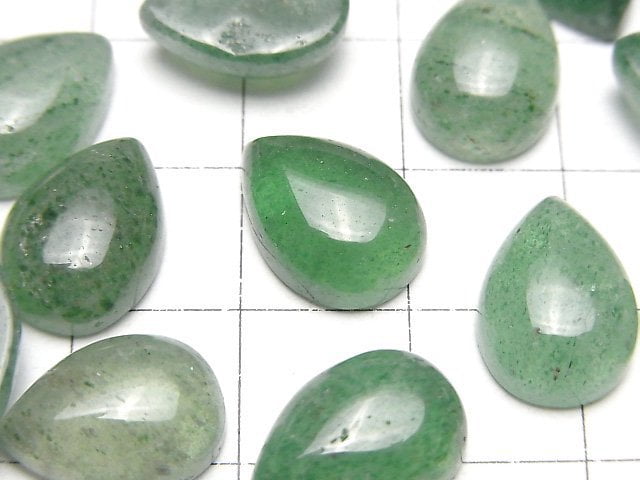 [Video] Green Aventurine AAA- Pear shape Cabochon 14x10mm 2pcs