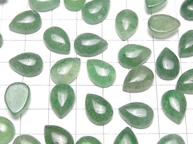 [Video] Green Aventurine AAA- Pear shape Cabochon 14x10mm 2pcs