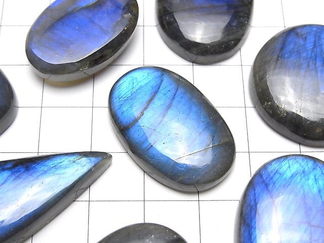 [Video] Blue Labradorite AA++ Mixed Shape Cabochon 2pcs