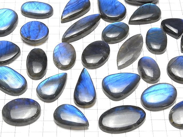 [Video] Blue Labradorite AA++ Mixed Shape Cabochon 2pcs