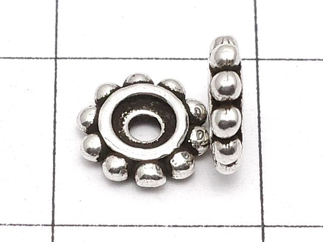 Silver925 Roundel Daisy 7x7x1.5mm Oxidized Finish 5pcs