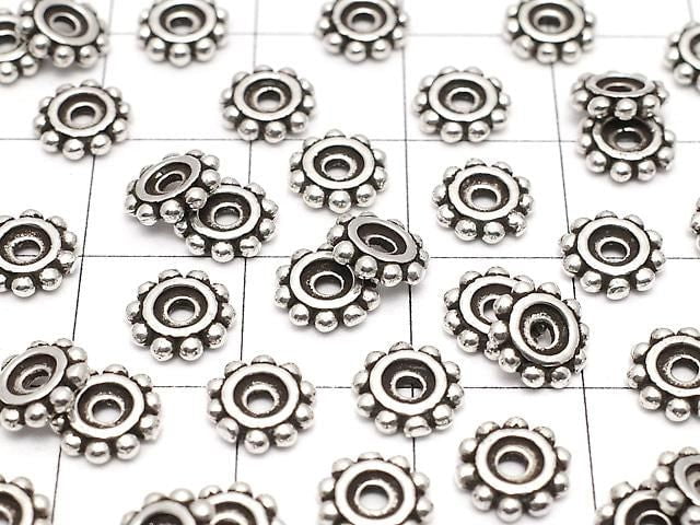 Silver 925 Rondelle Daisy 7x7x1.5mm Oxidized Finish 5pcs