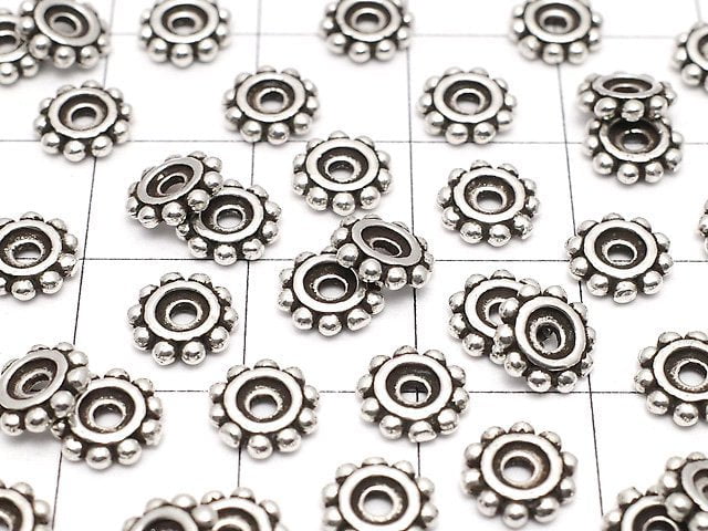 Silver925 Roundel Daisy 7x7x1.5mm Oxidized Finish 5pcs