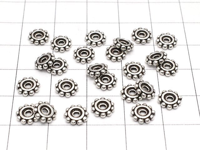 Silver925 Roundel Daisy 7x7x1.5mm Oxidized Finish 5pcs