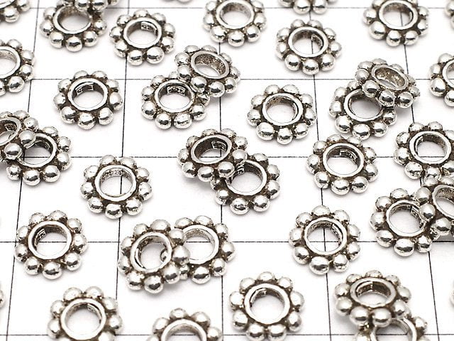 Silver925 Roundel Daisy7.5x7.5x1.5mm Oxidized Finish 2pcs