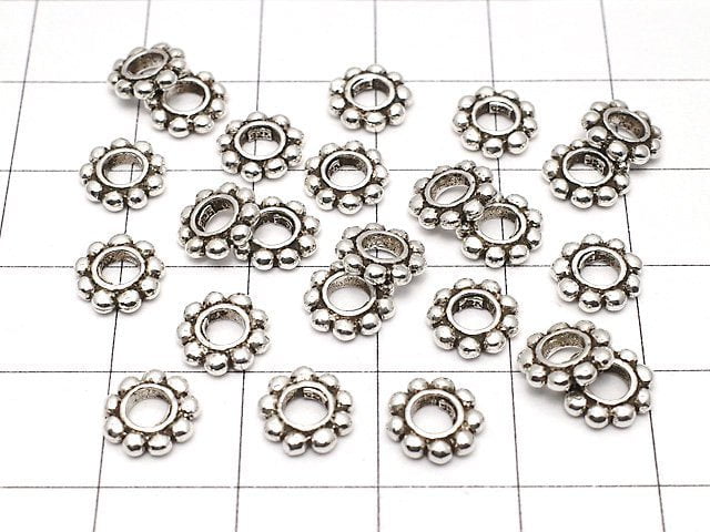 Silver925 Roundel Daisy7.5x7.5x1.5mm Oxidized Finish 2pcs