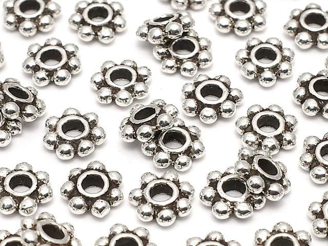 Silver 925 Rondelle Daisy 6x6x2mm Oxidized Finish 3pcs