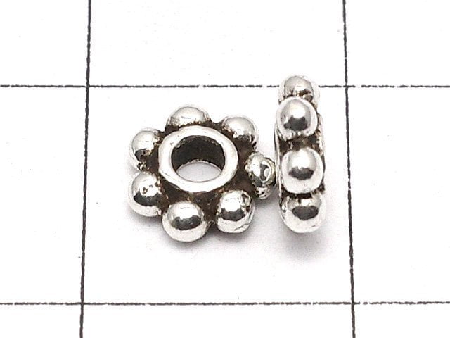 Silver925 Roundel Daisy6x6x2mm Oxidized Finish 5pcs