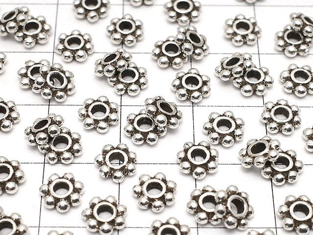 Silver925 Roundel Daisy6x6x2mm Oxidized Finish 5pcs