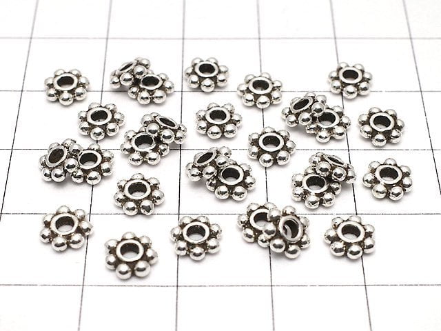 Silver925 Roundel Daisy6x6x2mm Oxidized Finish 5pcs