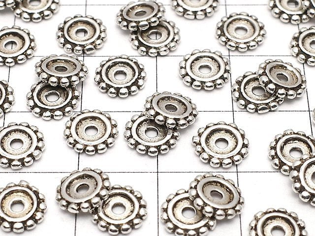 Silver925 Roundel Daisy7.5x7.5x1.5mm Oxidized Finish 2pcs