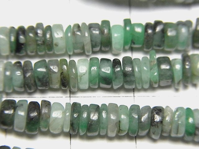 [Video]Emerald AA+ Rondelle (Heishi) 1strand beads (aprx.15inch/38cm)