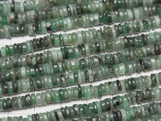 [Video]Emerald AA+ Rondelle (Heishi) 1strand beads (aprx.15inch/38cm)
