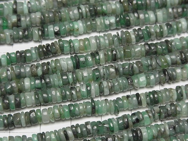 [Video]Emerald AA+ Roundel (Heishi) 1strand beads (aprx.15inch/38cm)