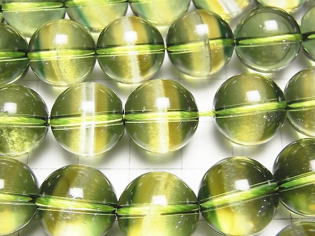 [Video] Green Yellow Quartz Round 14mm half or 1strand beads (aprx.15inch/36cm)