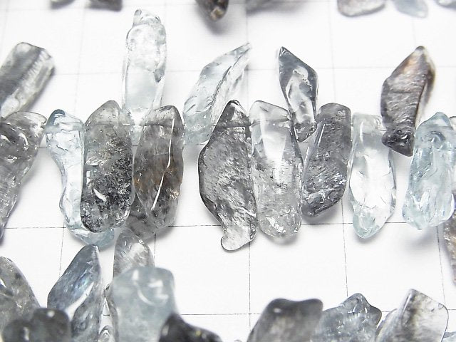 [Video] High Quality Moss Aquamarine AAA Rough Nugget Top Side Drilled Hole half or 1strand beads (aprx.7inch/18cm)