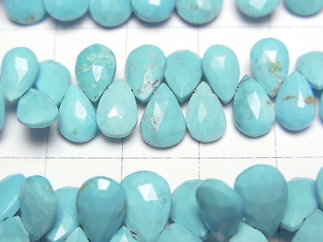 [Video]Arizona Sleeping Beauty Turquoise AAA- Pear shape Faceted Briolette half or 1strand beads (aprx.7inch/18cm)