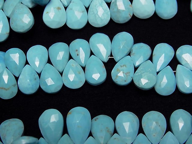 [Video]Arizona Sleeping Beauty Turquoise AAA- Pear shape Faceted Briolette half or 1strand beads (aprx.7inch/18cm)