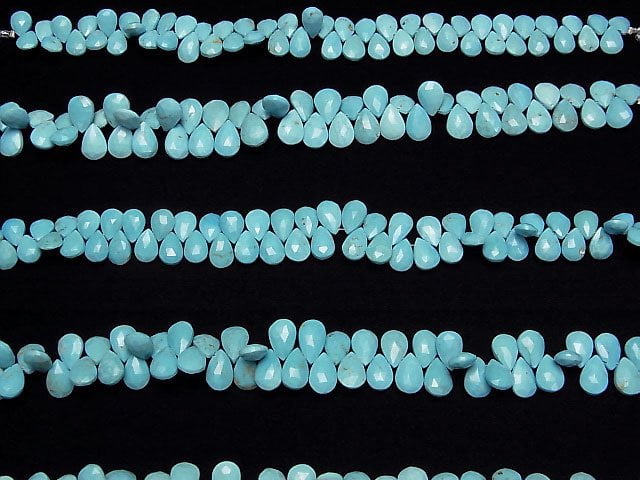 [Video]Arizona Sleeping Beauty Turquoise AAA- Pear shape Faceted Briolette half or 1strand beads (aprx.7inch/18cm)