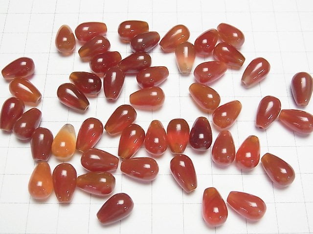 [Video]Carnelian AAA- Half Drilled Hole Drop (Smooth) 12x8mm 3pcs