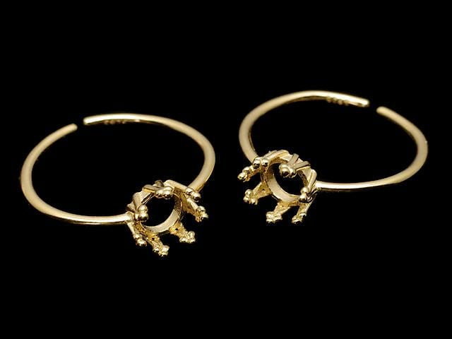 [Video] Silver925 Crown Ring Frame (Prong Setting) Round 5mm 18KGP Free Size 1pc