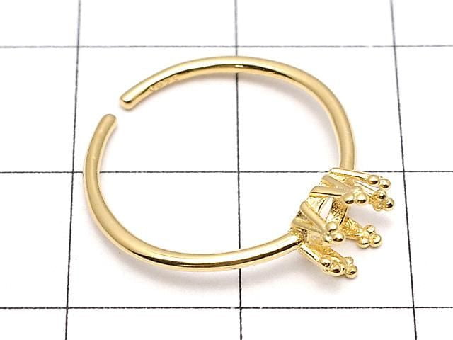 [Video] Silver925 Crown Ring Frame (Prong Setting) Round 5mm 18KGP Free Size 1pc