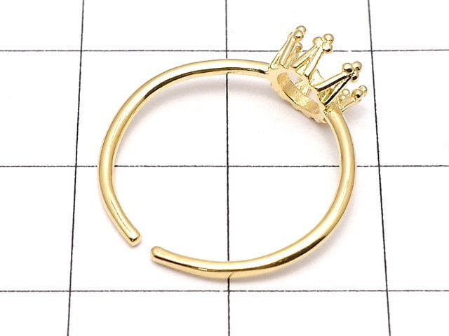 [Video]Silver925 Crown Ring Frame (Prong Setting) Round 5mm 18KGP Free Size 1pc