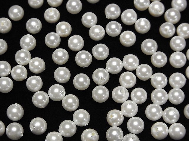 [Video]Shell Pearl White Half Drilled Hole Round 6mm 20pcs