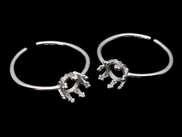 [Video] Silver925 Crown Ring Frame (Prong Setting) Round 5mm Rhodium Plated Free Size 1pc
