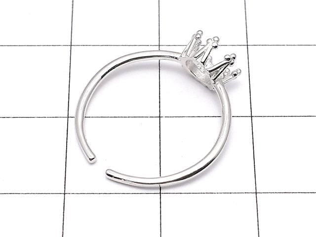 [Video] Silver925 Crown Ring Frame (Prong Setting) Round 5mm Rhodium Plated Free Size 1pc