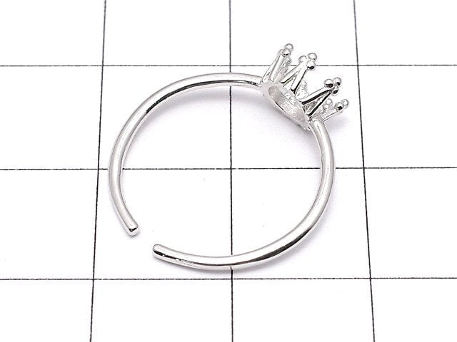 [Video]Silver925 Crown Ring Frame (Prong Setting) Round 5mm Rhodium Plated Free Size 1pc