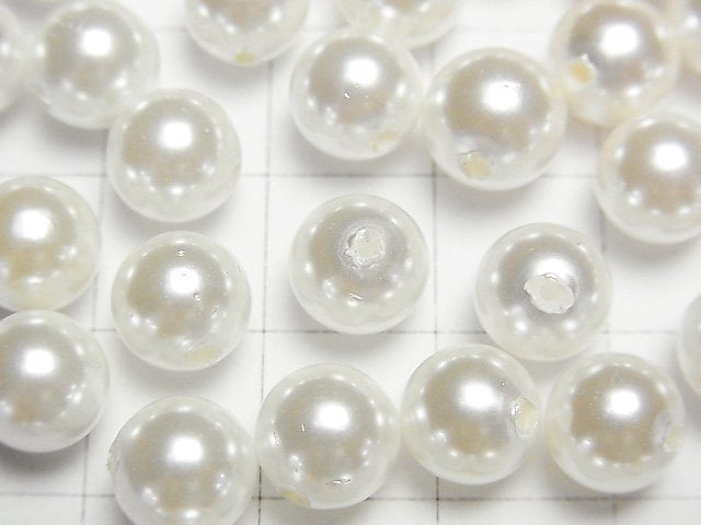 [Video]Shell Pearl White Half Drilled Hole Round 8mm 20pcs