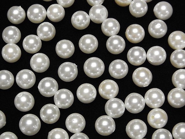 [Video]Shell Pearl White Half Drilled Hole Round 8mm 20pcs