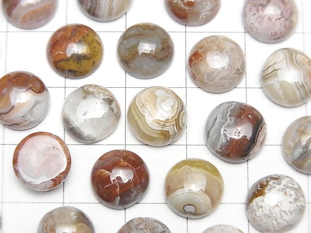 [Video] Laguna Lace Agate Round Cabochon 10x10mm 3pcs