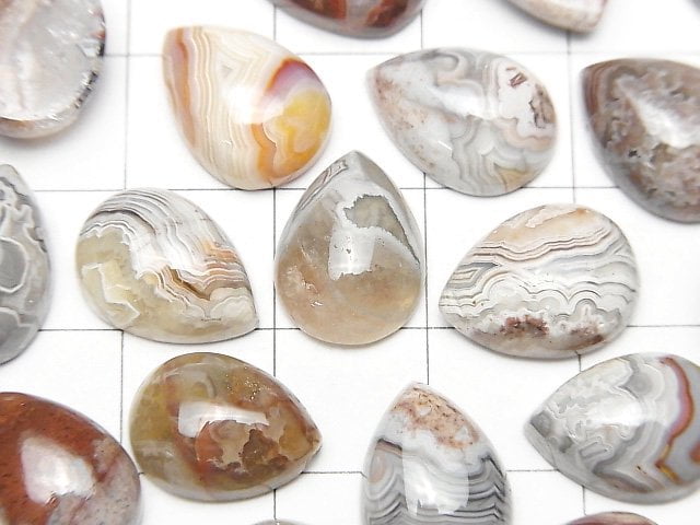 [Video] Laguna Lace Agate Pear shape Cabochon 14x10mm 2pcs