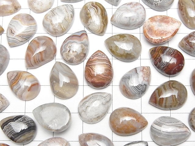 [Video] Laguna Lace Agate Pear shape Cabochon 14x10mm 2pcs