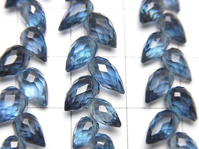 [Video]High Quality London Blue Topaz AAA Flower Bud Faceted Briolette Half Strand 1strand beads (aprx.5inch/13cm)