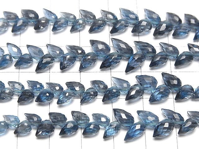 [Video]High Quality London Blue Topaz AAA Flower Bud Faceted Briolette Half Strand 1strand beads (aprx.5inch/13cm)