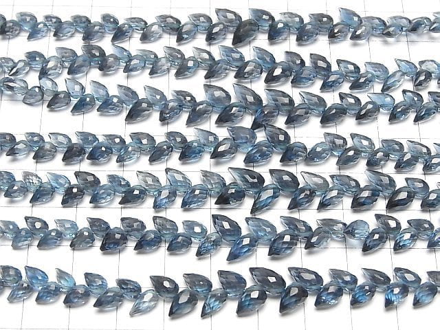 [Video]High Quality London Blue Topaz AAA Flower Bud Faceted Briolette Half Strand 1strand beads (aprx.5inch/13cm)