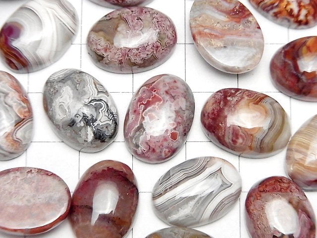 [Video] Laguna Lace Agate Oval Cabochon 18x13mm 2pcs