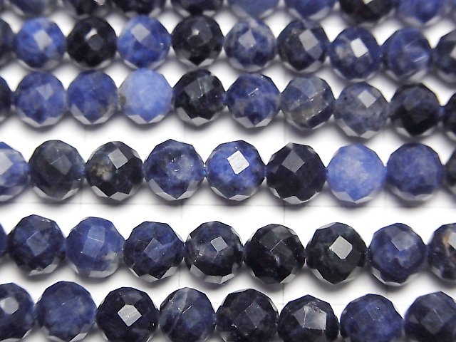 [Video]High Quality! Sodalite AAA- Faceted Round 5.5-6mm 1strand beads (aprx.15inch/37cm)
