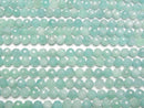[Video] High Quality! Amazonite AA+ 128Faceted Round 6mm 1strand beads (aprx.15inch/37cm)