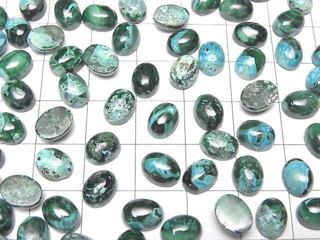 [Video]Chrysocolla Malachite Oval Cabochon 8x6mm 3pcs