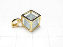 [Video]Aquamarine AAA- Dice Pendant 15x15mm 18KGP 1pc