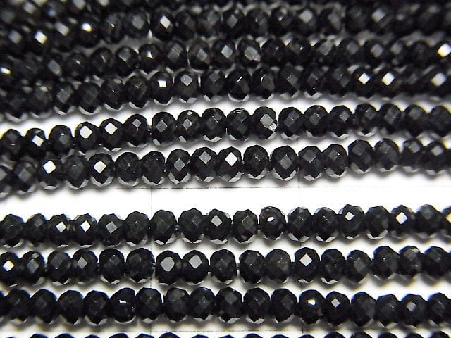 [Video]High Quality! Onyx AAA Faceted Button Rondelle 2x2x1.5mm 1strand beads (aprx.15inch/38cm)