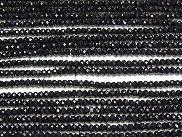 [Video]High Quality! Onyx AAA Faceted Button Rondelle 2x2x1.5mm 1strand beads (aprx.15inch/38cm)