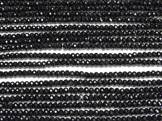 [Video]High Quality! Onyx AAA Faceted Button Roundel 2x2x1.5mm 1strand beads (aprx.15inch/38cm)
