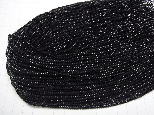 [Video]High Quality! Onyx AAA Faceted Button Rondelle 2x2x1.5mm 1strand beads (aprx.15inch/38cm)
